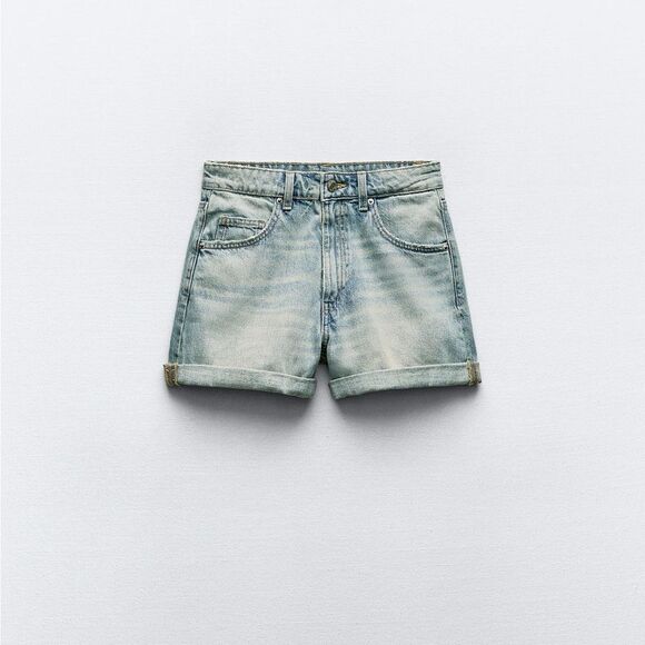 Pants - Zara TRF High-Waisted Mom Fit Denim Shorts